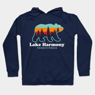 Lake Harmony Pennsylvania Bear Poconos Vacation Retro Sunset Hoodie